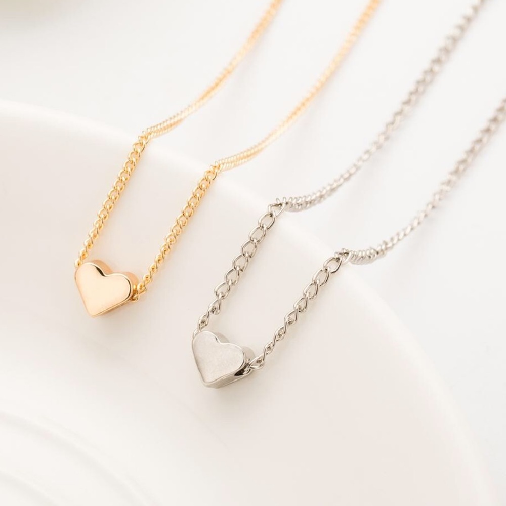 Gold and Silver Tiny Heart Necklace Trendy